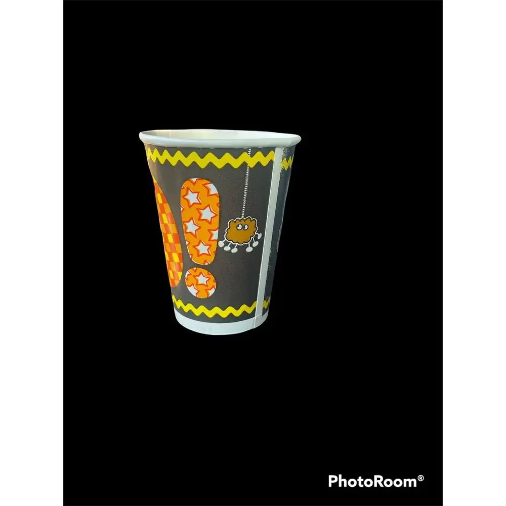 Vintage Halloween Black Orange Boo Spooky Spider Waxed Paper Cups 32 9oz NOS USA